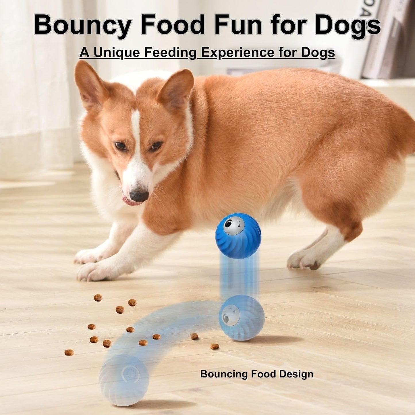 Zoomie Buddy 2.0, Zoomie Buddy for Dogs, 2 in 1 Smart Touch Interactive Dog Balls ＆ Pet Feeder, 2.83" Diameter, Suitable for Small/Medium Dogs, with Fruit Plush Cover (Blue+Orange, 3*Mix)