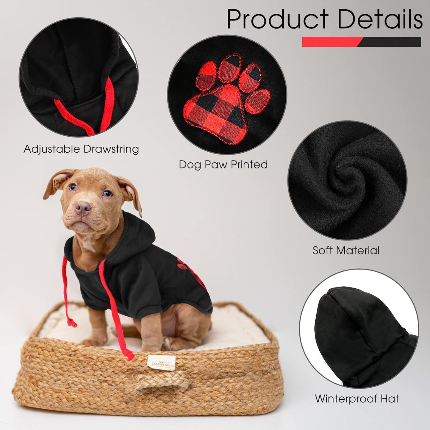 SAWMONG Dog Hoodie,Flannel Pet Hooded Sweater with Hat Puppy Pullover Sweater Shirt,Dog (Black,3XL)