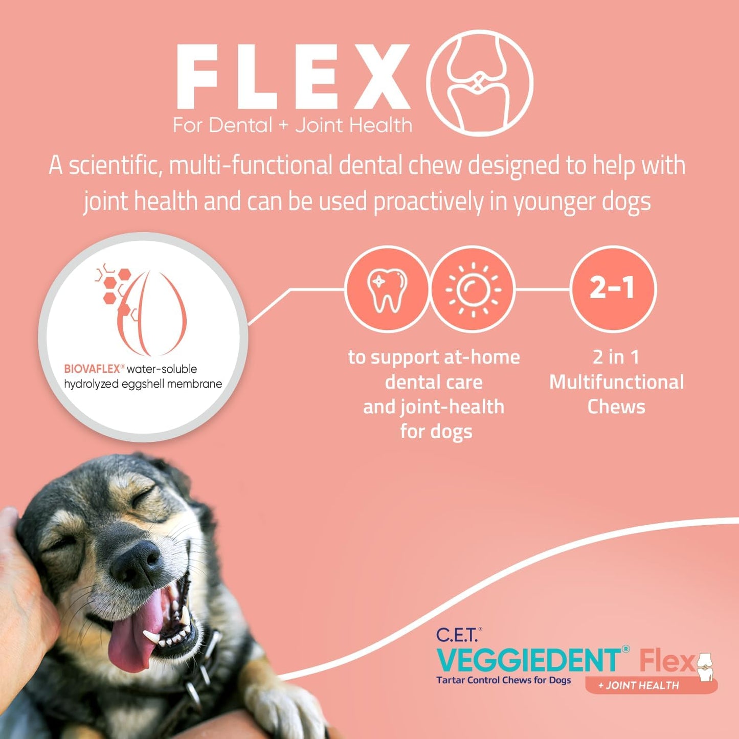 Virbac C.E.T. VEGGIEDENT Flex Tartar Control Chews for Dogs - Extra Small