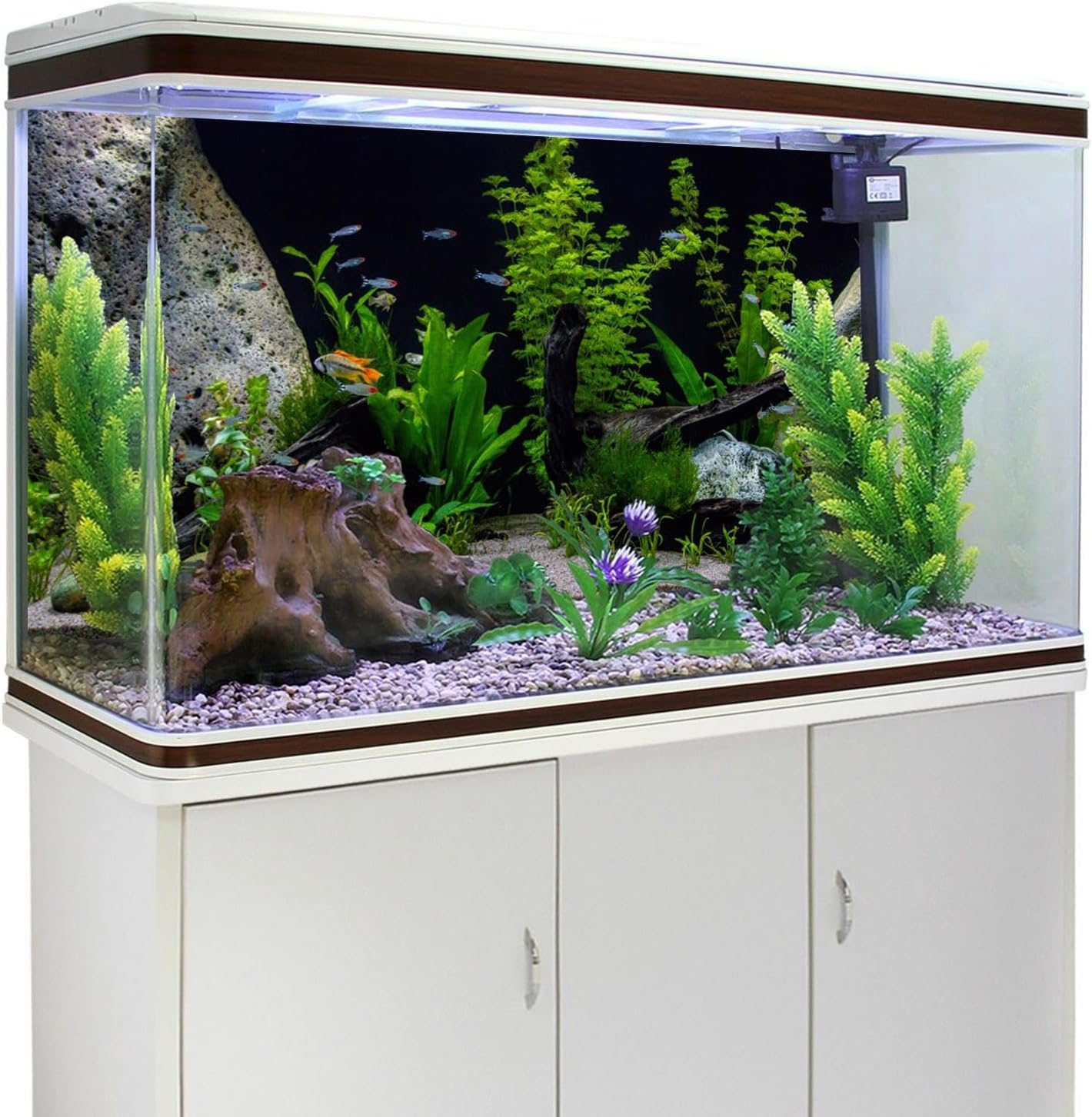 AWERT Vinyl Underwater Aquatic Plant Fish Tank Background Stone River Bed & Lake Aquarium Background 60x24 inches