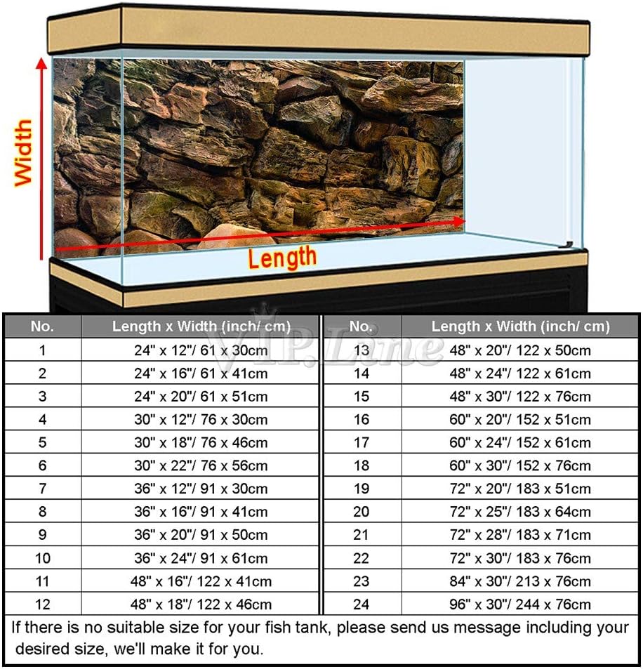 Rock Wall Aquarium Background Poster PVC Fish Tank Decor Landscape 24 36 48 72 (36" x 16"/ 91 x 41cm)