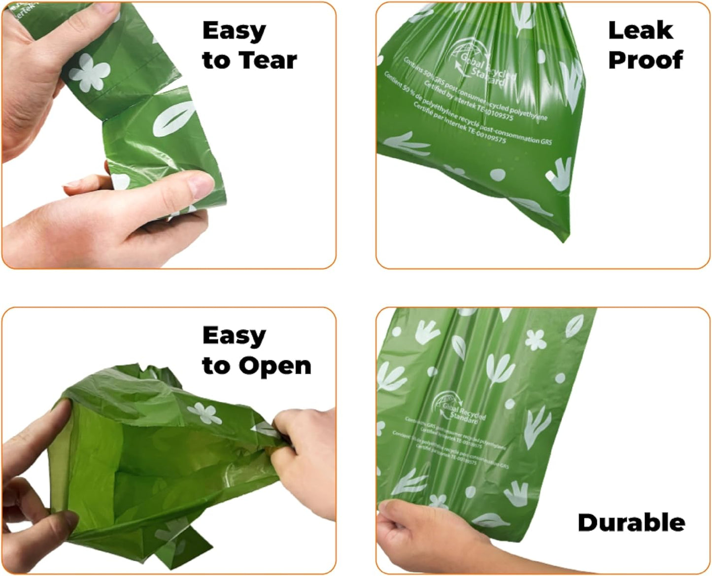 Best Pet Supplies Poop Bags for Dogs, 50% Post-Consumer Recycled Content dog waste bags on rolls, fits all poop bag holders for leashes - 600 Count, Green, Unscented