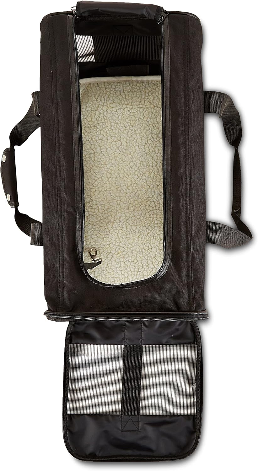 Amazon Basics Soft-Sided Mesh Pet Travel Carrier for Dog, Cat, up to 22 pounds, 19.7" L x 12" W x 12" H, Black