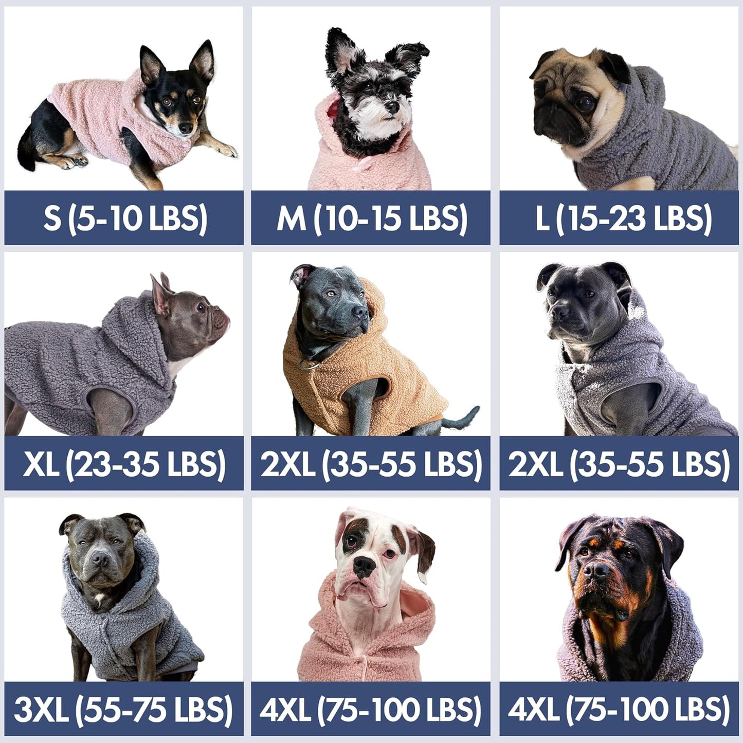 Spark Paws Teddy Dog Sweater, Sherpa Jacket Vest with Warm Fleece Lining, Winter Coat Suitable for Small Medium Large XL XXL Breeds - Grey - 2XL