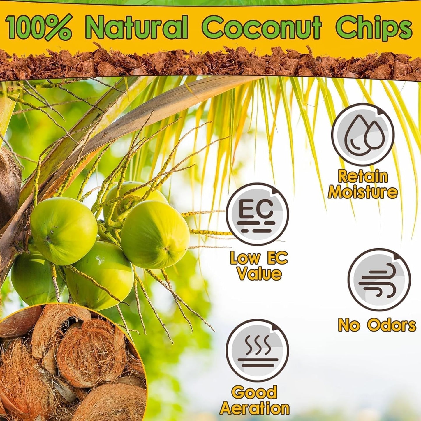 Halatool 2Pack Snake Bedding Natural Coconut Chips Substrate 2.2LB Coconut Husk for Reptiles Tank Terrarium Substrate for Ball Python Frog Gecko Hermit Crab Tortoise