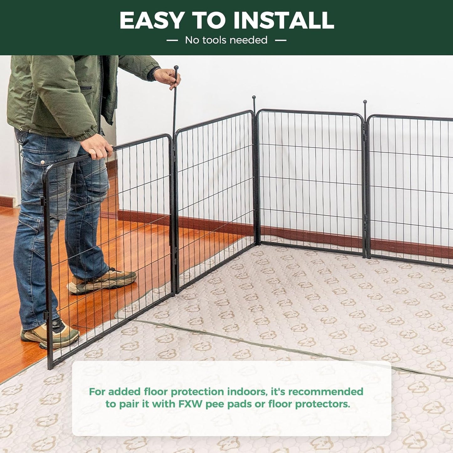 FXW Rollick Unleashed Dog Playpen for Indoor, Yard, RV Camping, 45 inch 16 Panels for Large Dogs│Patented