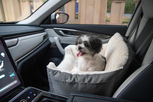 Best Pet Supplies Dog Pet Booster Seat, Dog Car Seats for Small Dogs & Medium Dogs, Soft Plush Cushion with Comfortable Bedding, Secure Straps, and Tall Pillow, Gray