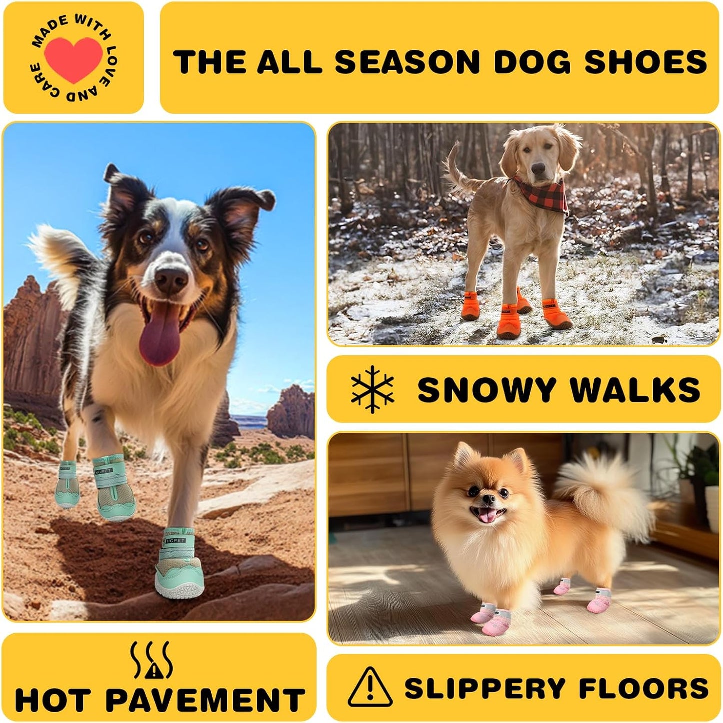 Hcpet Dog Shoes for Large Dogs, Breathable Dog Booties for Small Medium Dogs, Anti-Slip Dog Boots & Paw Protectors for Hot Pavement Winter Snow Hiking with Reflective Straps Blue Size 7