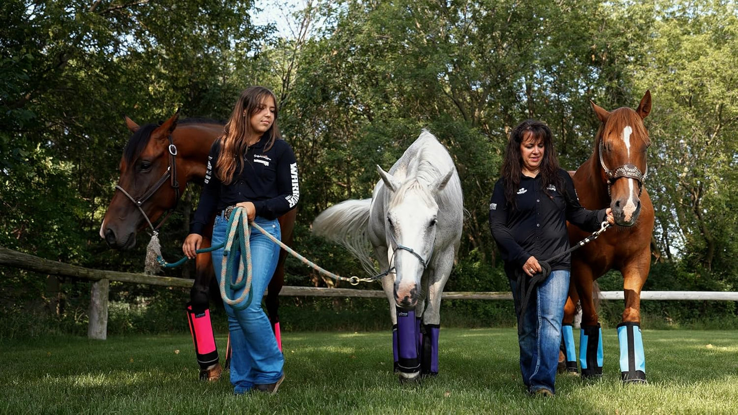 Warrior Fly Boots for Horses - Breathable Mesh Horse Boots for Fly Protection & Leg Comfort - Set of 4 (The Warrior, Purple)