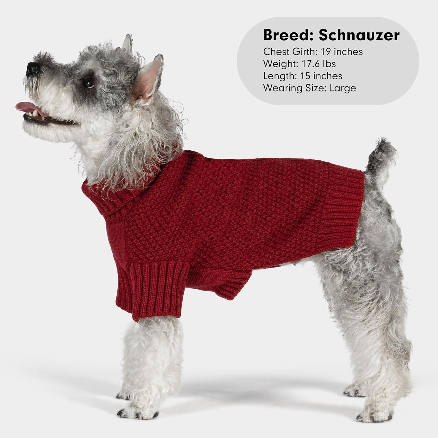 cyeollo Turtleneck Dog Sweater Soft Knitted Sweaters with Leash Hole Pet Clothes for Cold Day Pet Small Medium Dog Sweaters, Burgundy XL