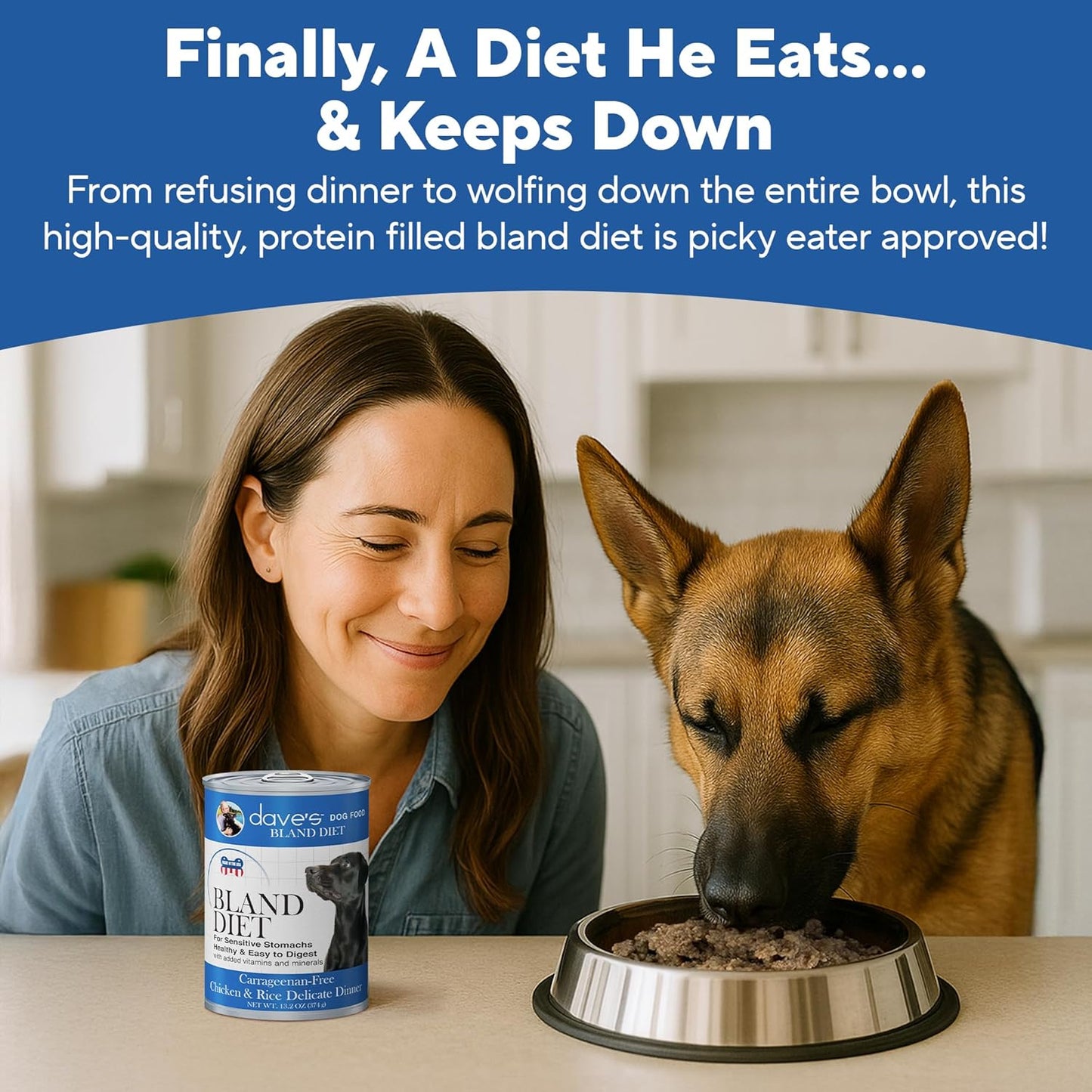Dave's Pet Food Bland Diet Dog Food (Chicken & Rice), Sensitive Stomach, Easy to Digest, Gluten-Free, Digestive Care, Wet Canned, 13.2 oz (Case of 12)