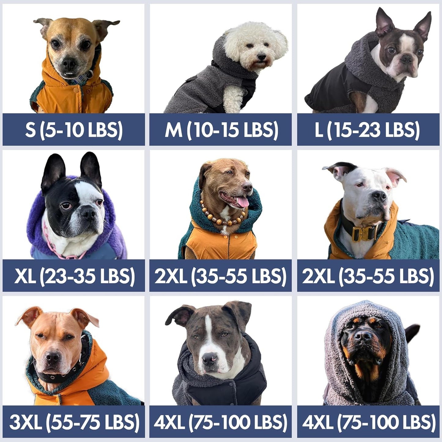 Spark Paws Reversible Dog Sweater, Sherpa Jacket Vest with Warm Fleece Lining, Warm Coat for Winter, Suitable for Small Medium, Large, XL XXL Dogs - Purple and Navy Blue - 3XL