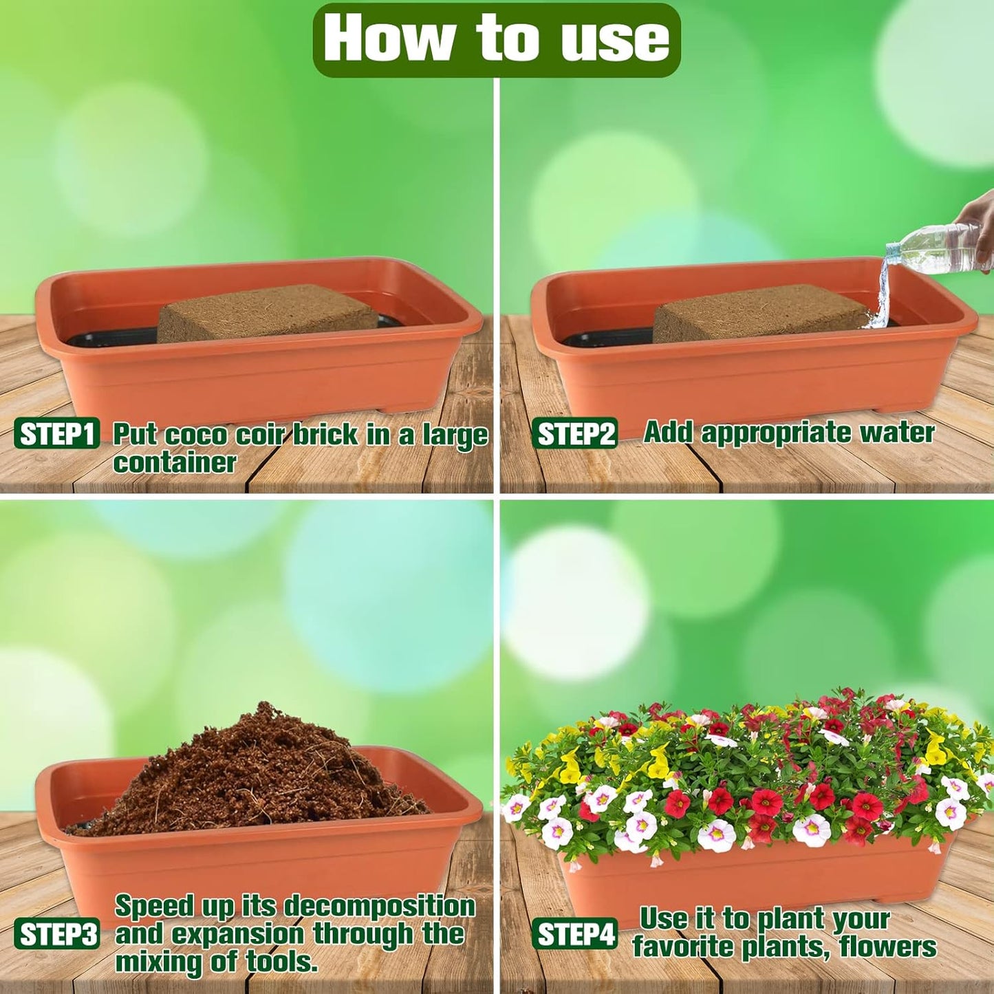 ZeeDix Compressed Coco Coir Brick for Plants, Premium Coconut Coir Bricks Potting Soil Mix, Natural Coconut Husk Coco Peat Brick with Low EC and pH Balance for Gardening Plants Flower Herbs