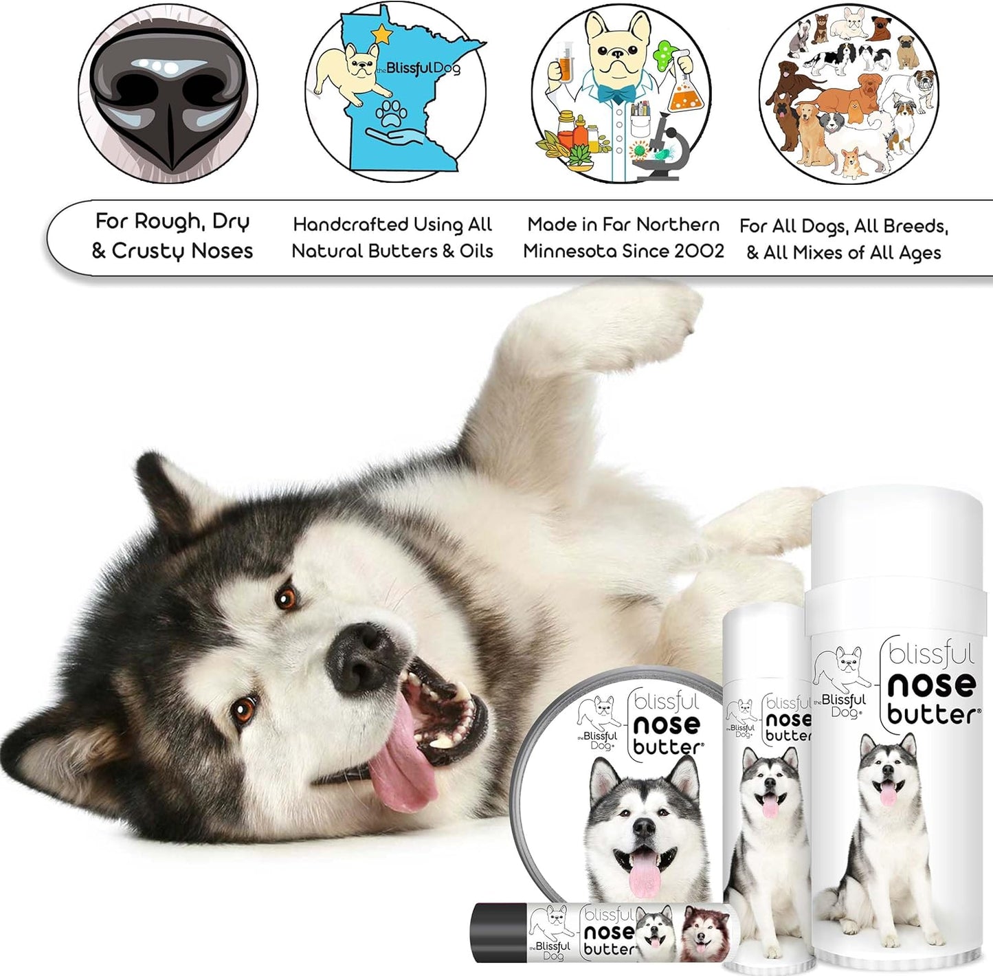 The Blissful Dog Malamute Unscented Nose Butter - Dog Nose Butter, 0.50 Ounce