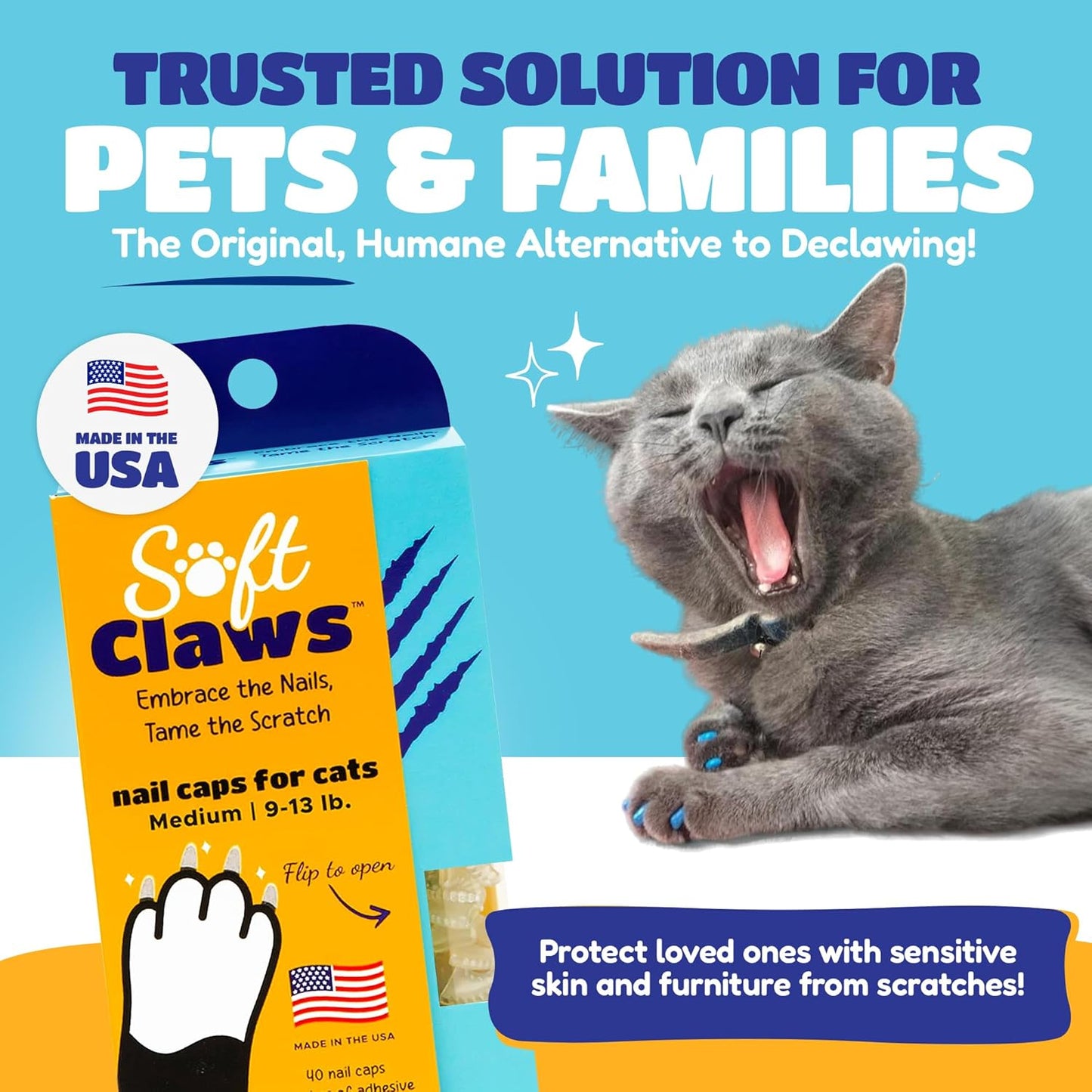 Soft Claws Safe Scratch-Free Solution for Cats - CLS (Cleat Lock System), Size: Medium, Color: Pink Sparkle