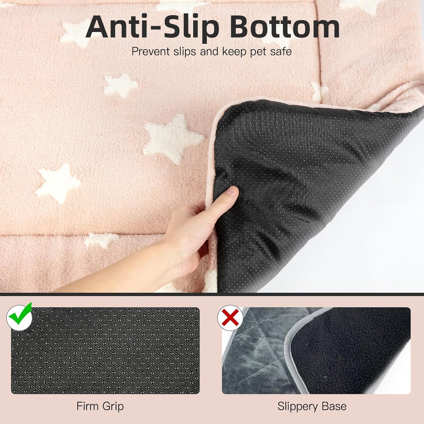 Mora Pets Dog Crate Pad Dog Kennel Bed Crate Mat for Large Dogs Washable Cute Star Pet Bed for Cage Ultra Soft Flat Pillow Cushion for Cozy Sleeping Anti-Slip Pink 42 x 27