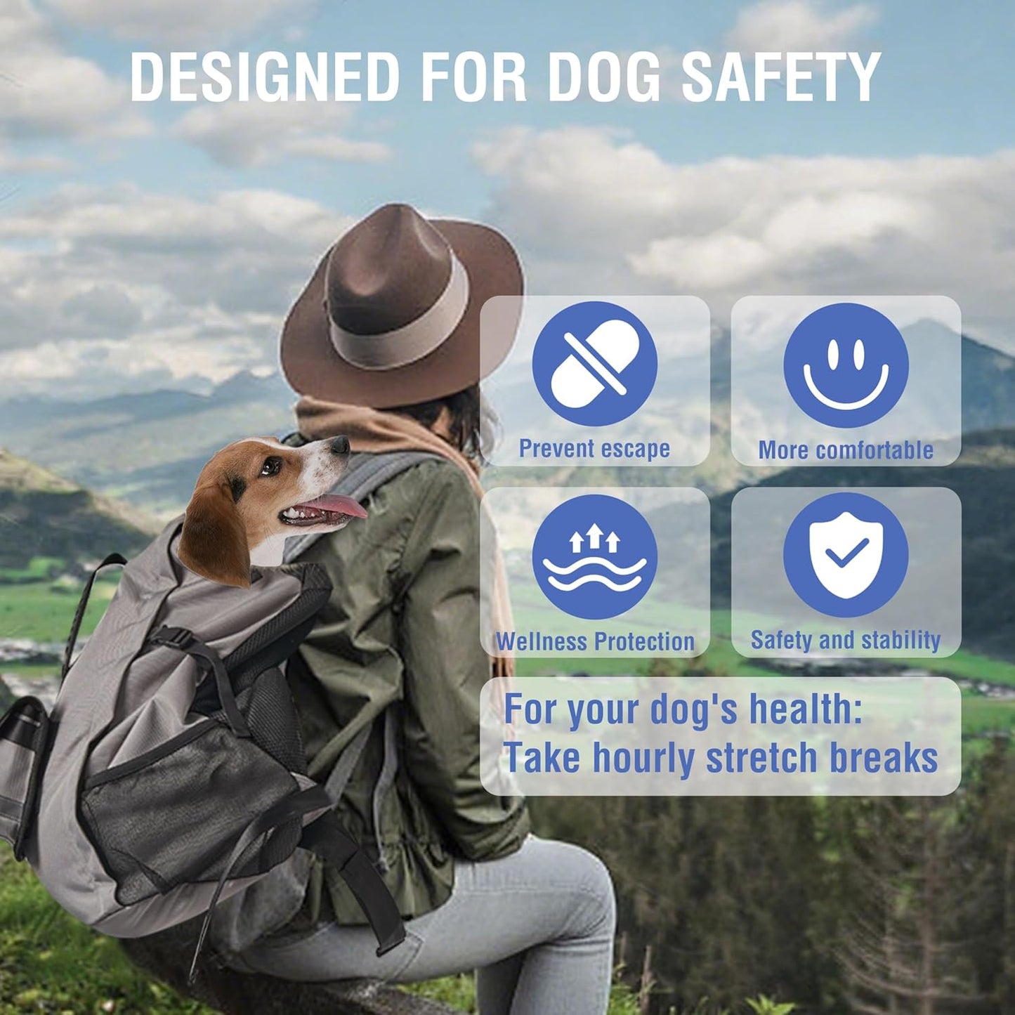 Dog Backpack for Small & Medium Dogs - Adjustable Pet Carrier for Travel & Hiking, Hands-Free Puppy Backpack with Storage Pockets, Breathable Mesh, Reflective Strips & Non-Slip Handle