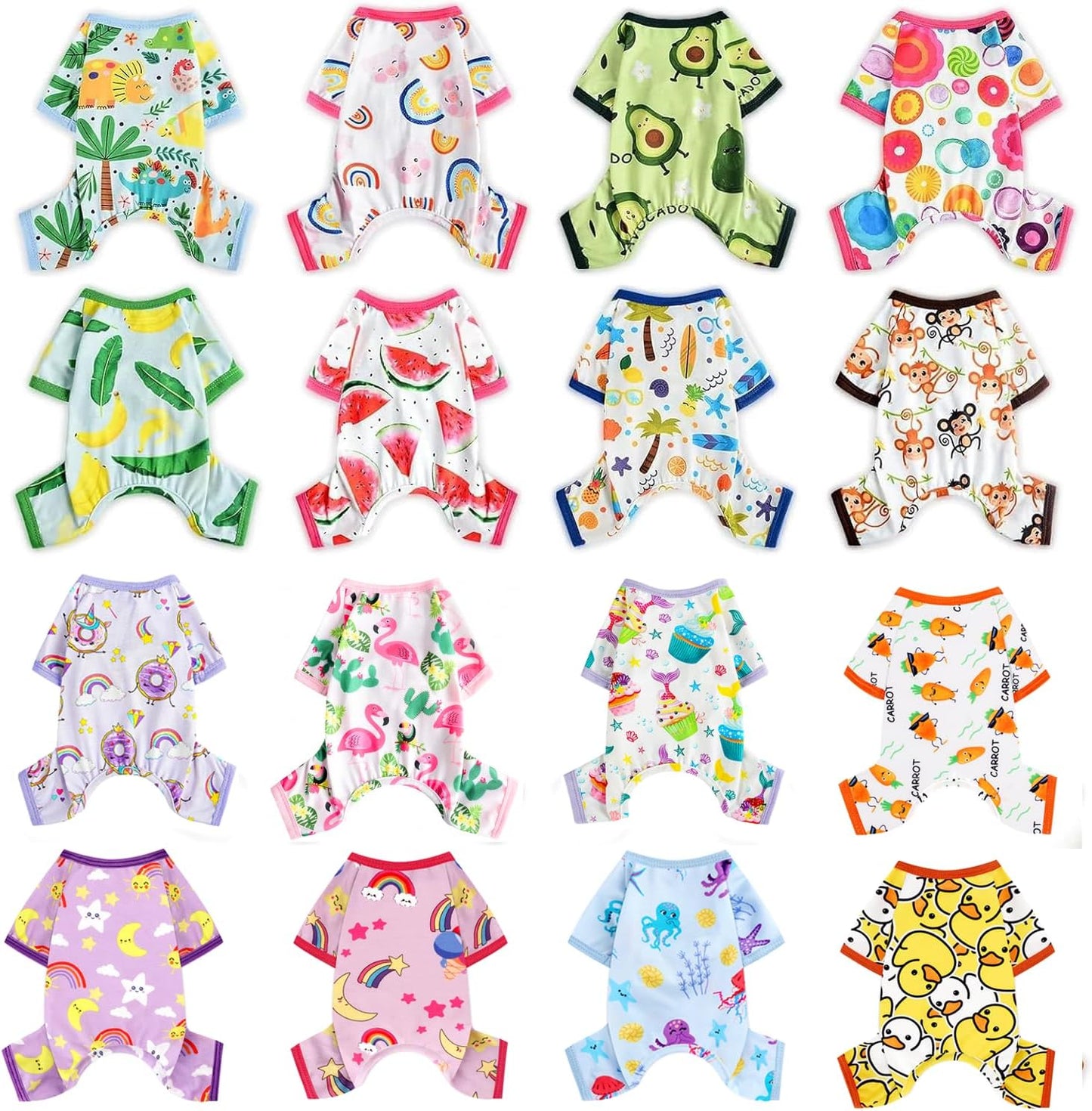 Dog Pajamas Pjs Spring Summer Dog Clothes for Small Dogs Girl - Boy - Medium Size Dogs, Soft Stretchy Puppy Clothes Doggie Onesies Cat Pet Jammies Outfit, Cake Purple