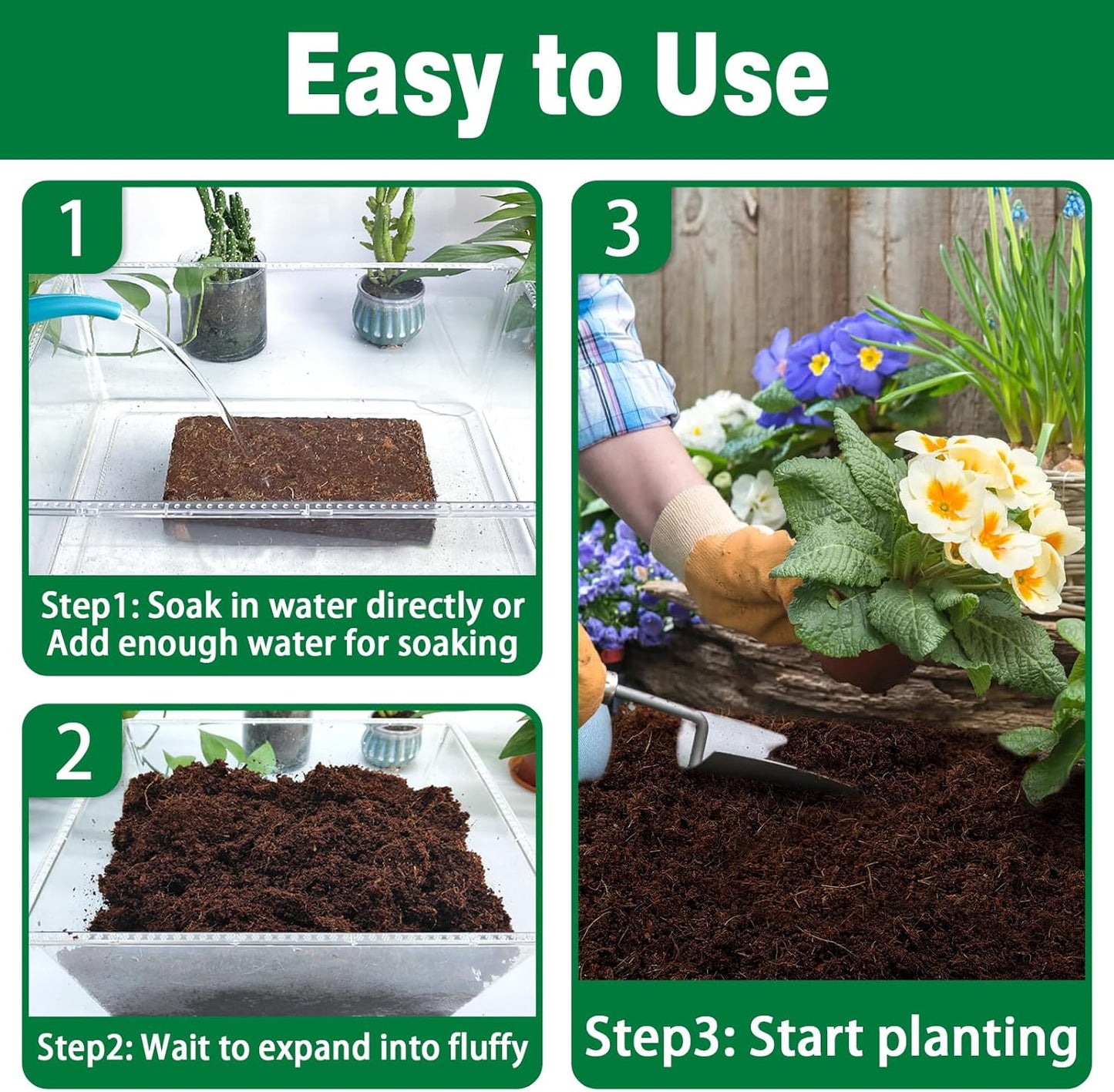 ZeeDix 6 Pcs Coco Coir Brick for Plants, 100% Organic Coconut Coir Bricks with Low EC and pH Balance, Compressed Coconut Husk Bricks for Gardening, Planting, Organic Potting Soil, High Water Retention