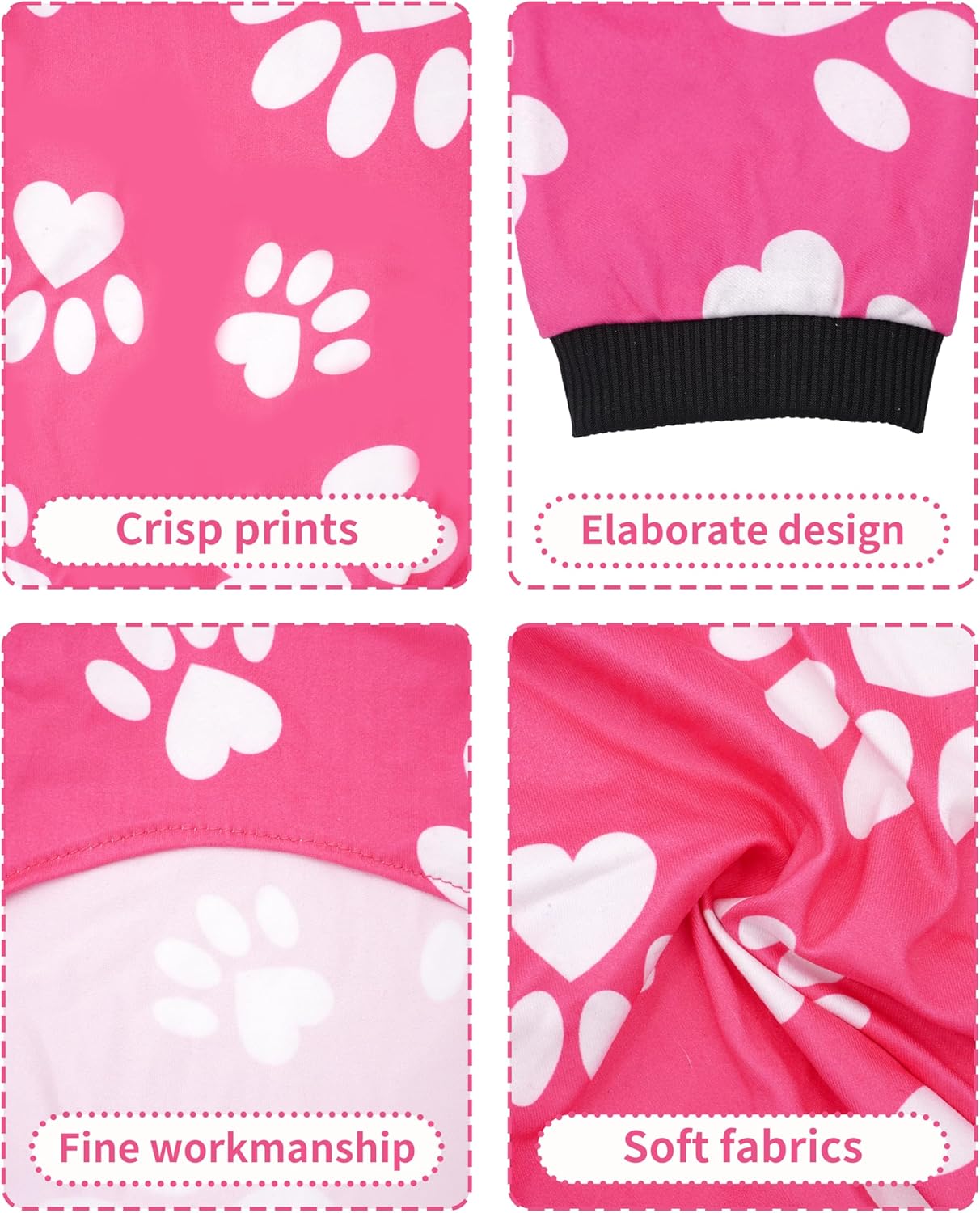 PET SHOW 4 Pack Small Dog Pajamas Girl Doggies Soft Stretchy PJs Paw Floral Jumpsuit Puppy Cats Doughnut Ice Cream Onesies Outfits with Sleeve Pets Breathable Summer Clothes Costume M