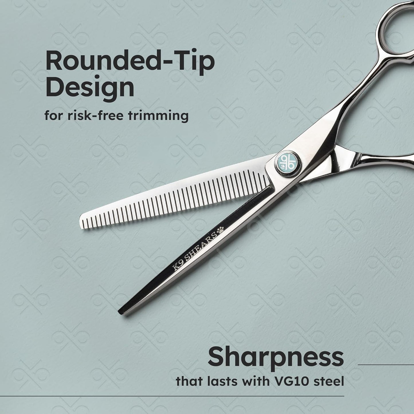 8” Dog Grooming Scissors – VG10 Japanese Steel Professional Pet Thinning Shears for Cats & Dogs | Clean Cut & Precise Trimming | Lightweight, Ergonomic, Handcrafted | Thinning Rate 50% | K9 Shears