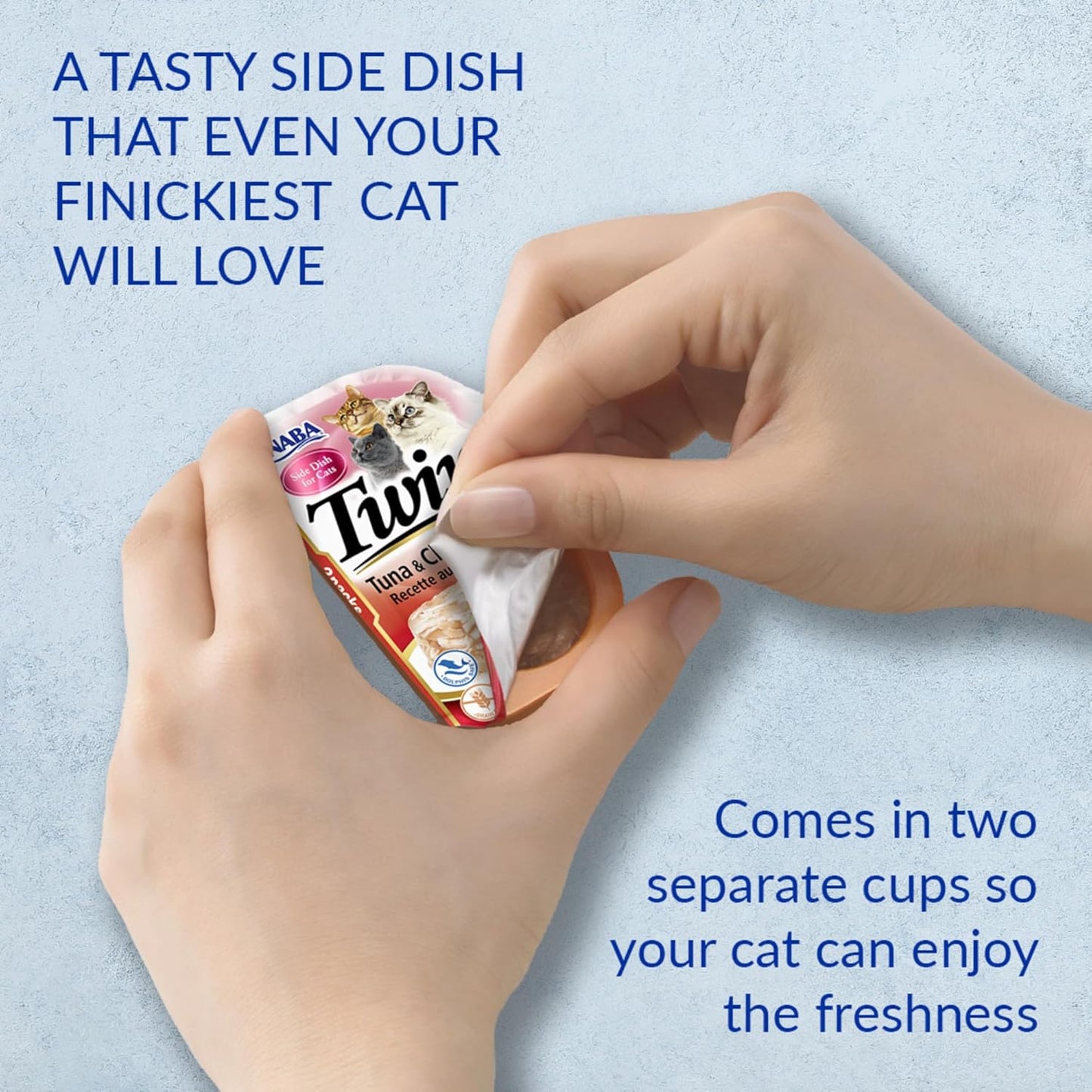 INABA Twins for Cats, Side Dish/Topper Cups, 1.23 Ounces per Serving, 16 Servings, Chicken Recipe