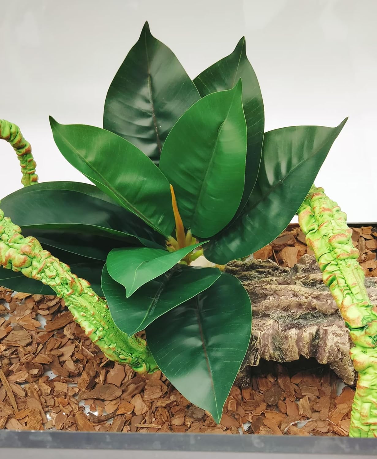 Reptile Plants Terrarium Reptile Tank Decorations for Bearded Dragon Lizard Snake Geckos Chameleon Amphibian Habitat Terrarium Decor (Green)