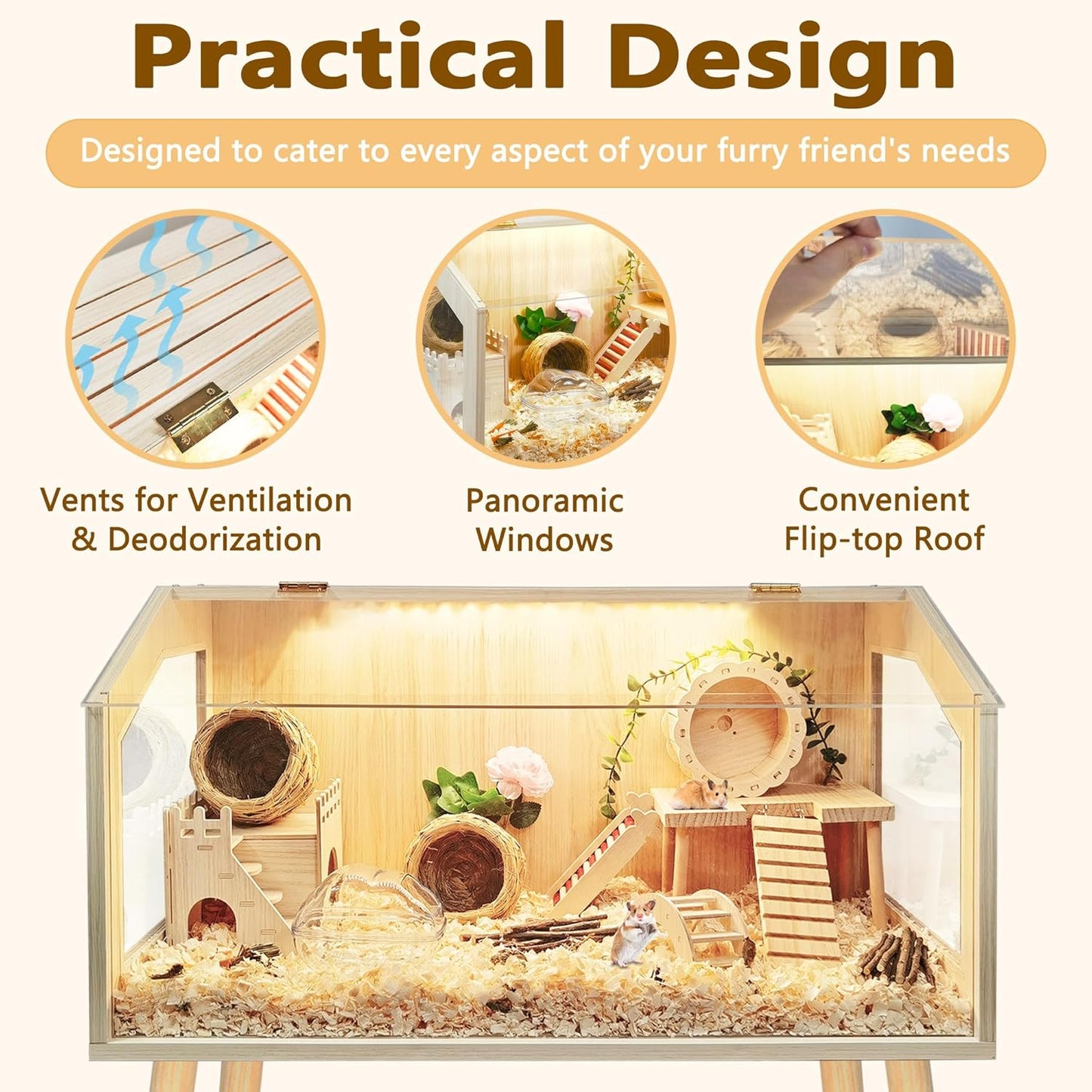 Prolee Hamster Cage with Legs, Guinea Pig Cages Chew Proof, Hamster House, Hamster Cages and Habitats, 40" L x 20" W x 47.6" H