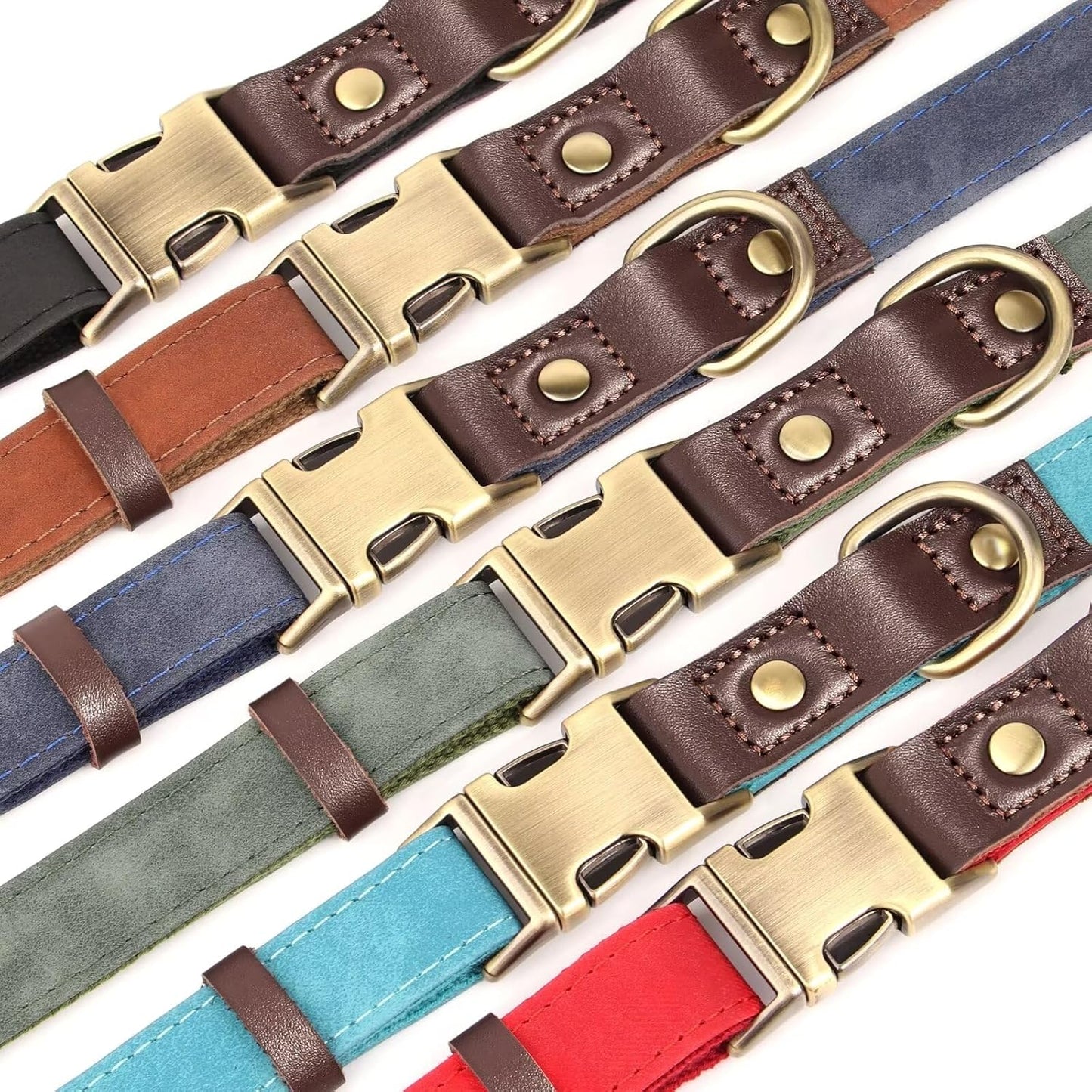 Didog Soft PU Leather Dog Collars for Medium Dogs,Classic Adjustable Dog Collars with Quick Release Metal Buckle,Easy Clean and Comfortable with Nylon Lining,Black,M Neck 13-19"
