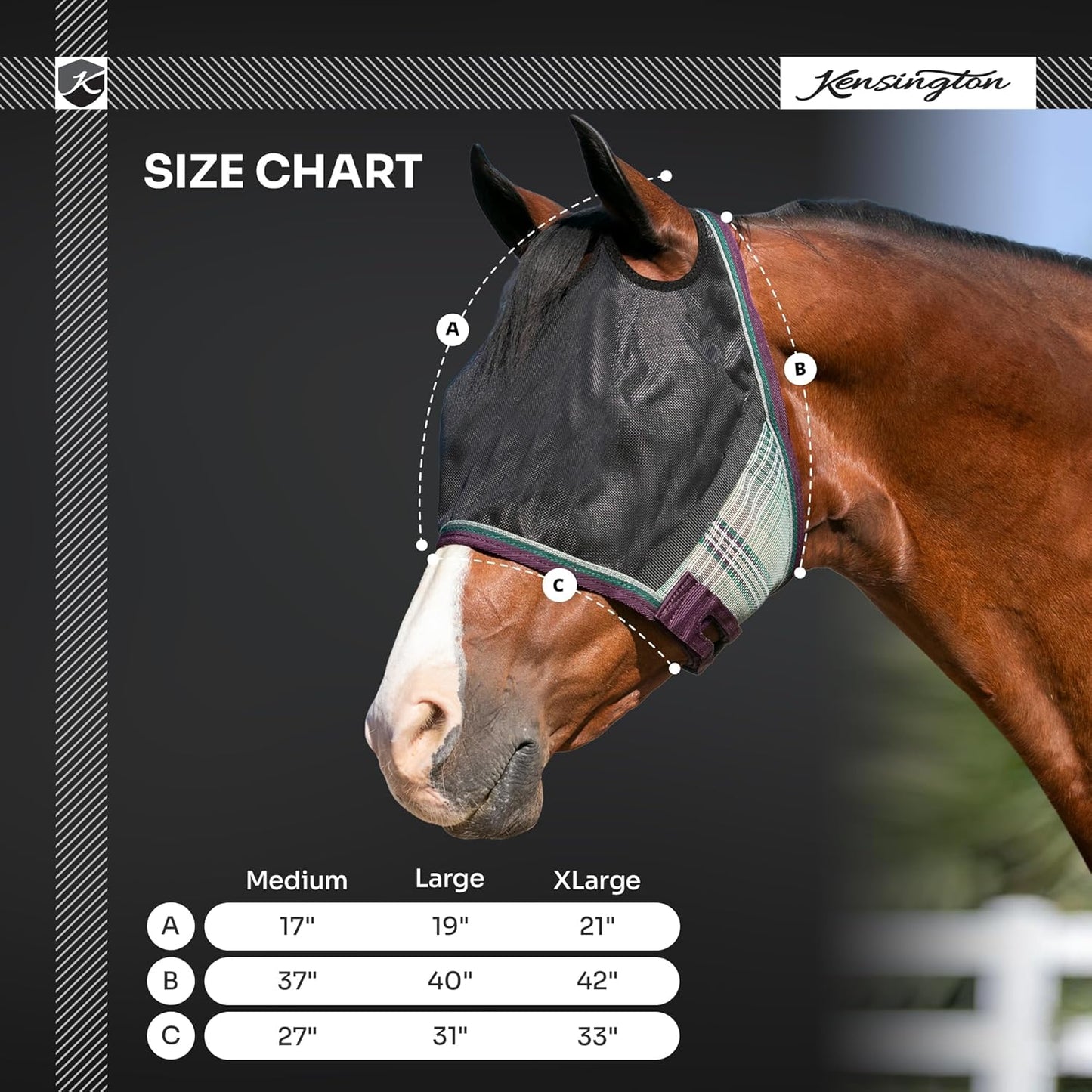 Kensington 90% UV Fly Mask CatchMask UViator - Without Ears & Forelock Freedom Web Trim Size: X.Large Color: 2017 - Lavender Mint