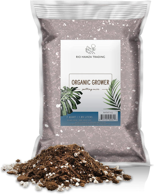 Organic Professional Grower Mix (2 Quarts), Fast Draining Potting Soil Blend