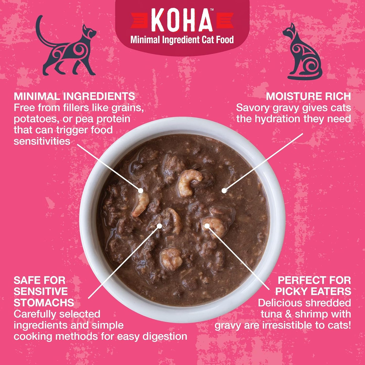 KOHA Poké Bowl Tuna & Shrimp Entree in Gravy for Cats, 12-Pack of 3oz Pouches