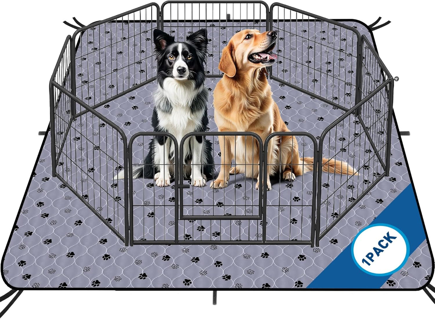 Fostanfly Washable Pee Pads for Dogs, 72"x72"-1 Pack Extra Large Reusable Potty Pads for Floor, Non-Slip Waterproof Pet Playpen Mat for Puppy/Senior Dog Whelping Incontinence