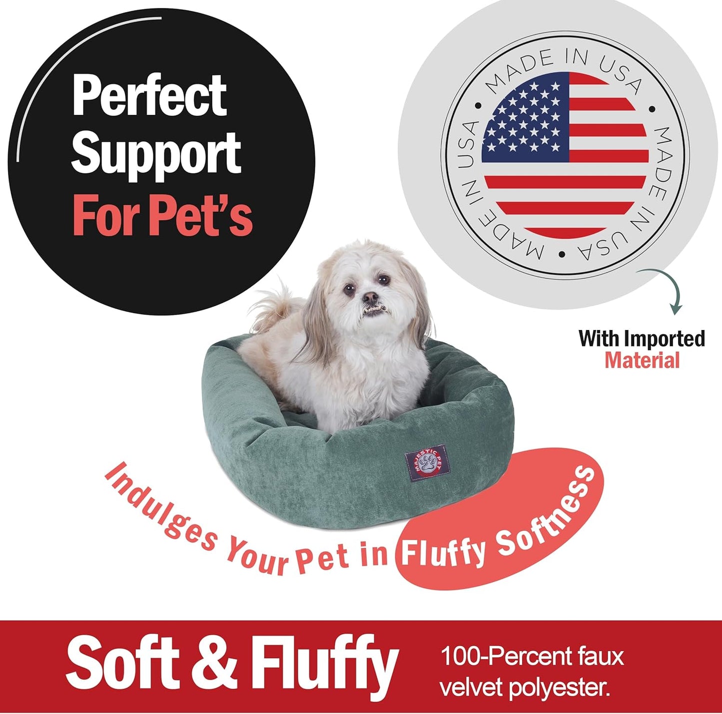Majestic Pet 24 Inch Micro Velvet Calming Dog Bed Washable 24x19x7 (inch) – Cozy Soft Round Donut Dog Bed with Spine for Head Support - Pet Bed Small – Azure (2025)