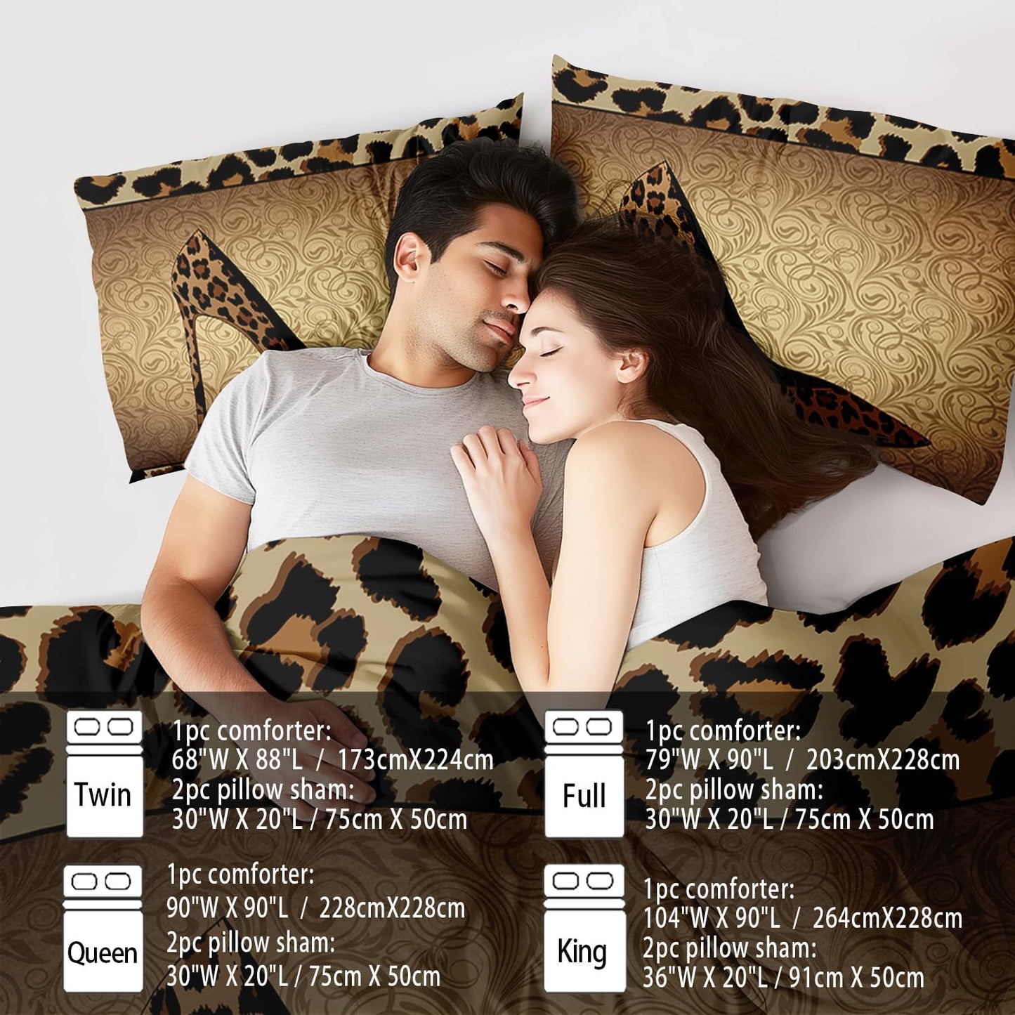 Leopard Comforter Set Twin Girls,Sexy High Heel Comforter for Women,Leopard Print Bedding Set Twin Adult,High Heel Quilt Bedroom Decor,African Animal Print Bedding Quilt