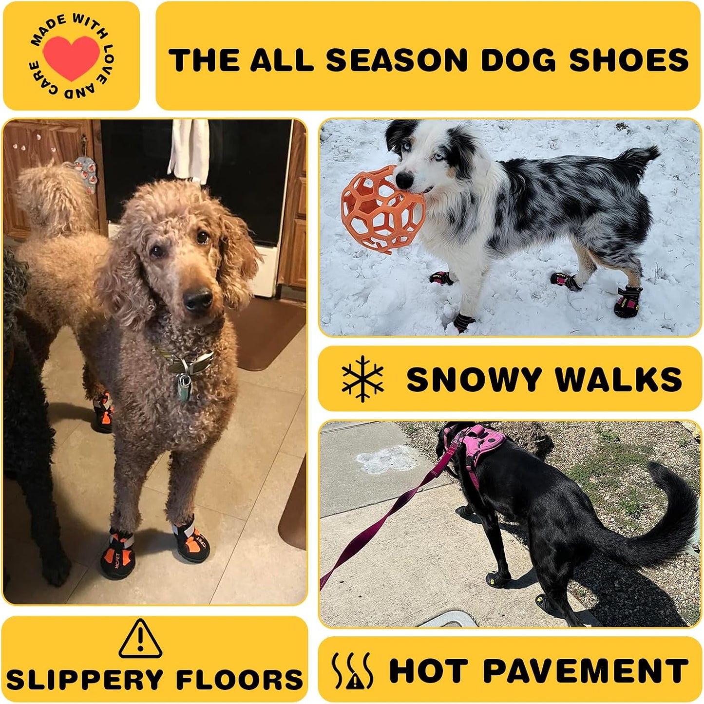 Hcpet Dog Shoes, Dog Boots for Large Dogs, Breathable Dog Booties Paw Protector for Summer Hot Pavement, Winter Snowy Day, Outdoor Walking, Indoor Hardfloors Anti Slip Sole Pink Size 8