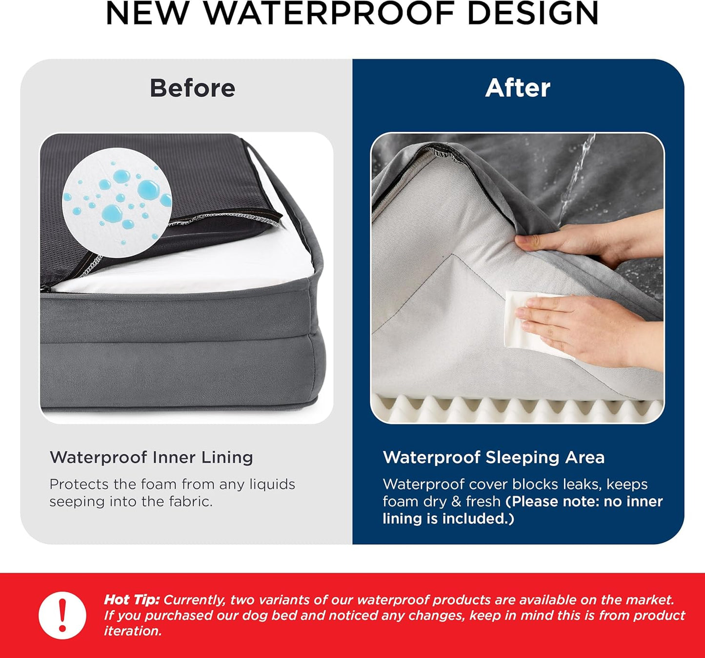 Bedsure Orthopedic Dog Beds Large Sized Dog - Washable Large Dog Cat Bed Waterproof, Comfort Dogs Couch Sofa with Washable Removable Cover, Pet Bed with Nonskid Bottom, Ivory, 35"
