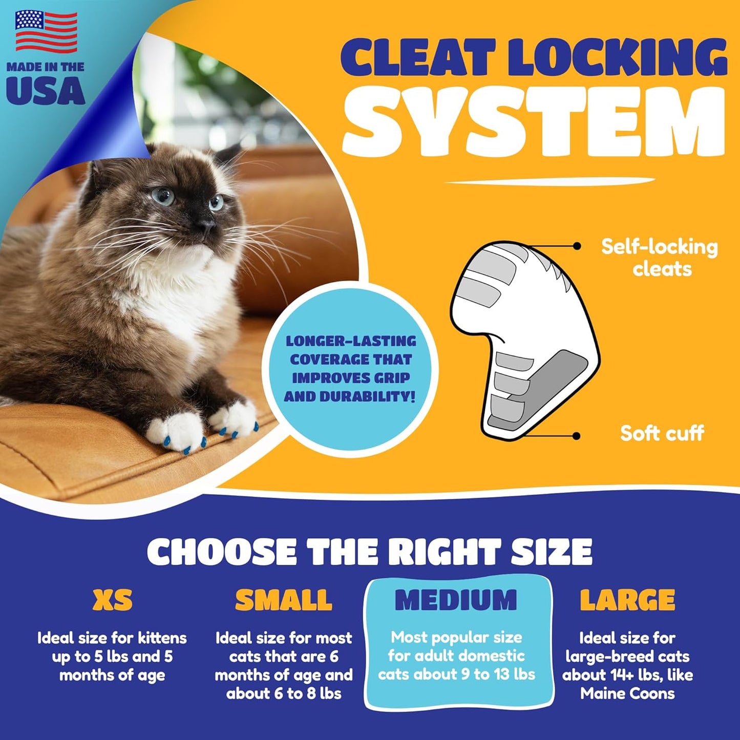 Soft Claws Cat Nail Caps for Medium Cats – 40 Caps (Silver & Gold) – Made in USA – Veterinarian-Developed | Scratch Protection, Easy to Apply, Long-Lasting Covers