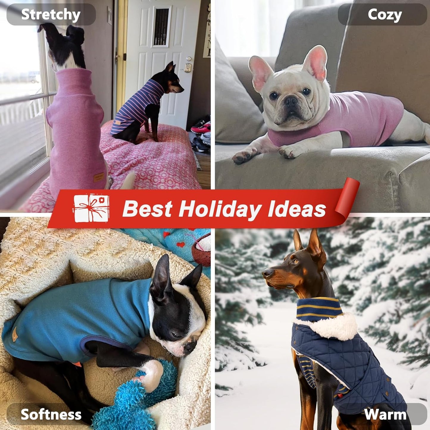 KYEESE 2Pack Dog Sweater Warm Pet Coats Soft Dachshund Clothes Dog Sweaters for Small Dogs Male Turtleneck Small Pets Sweaters Stretchy Dogs Clothes Pullover Pet Sweatshirt