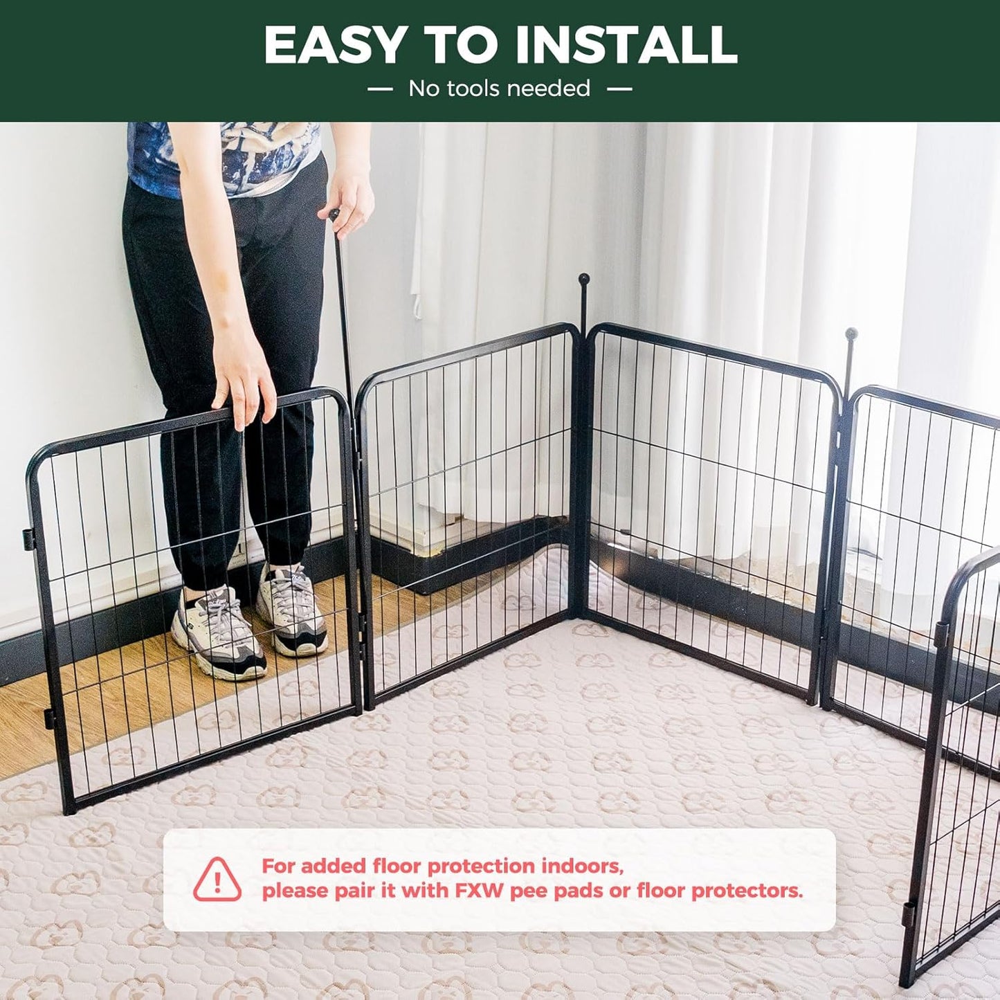 FXW Rollick Unleashed Dog Playpen for Indoor, Yard, RV Camping, 24 inch 48 Panels for Small and Puppy Dogs, Black│Patented