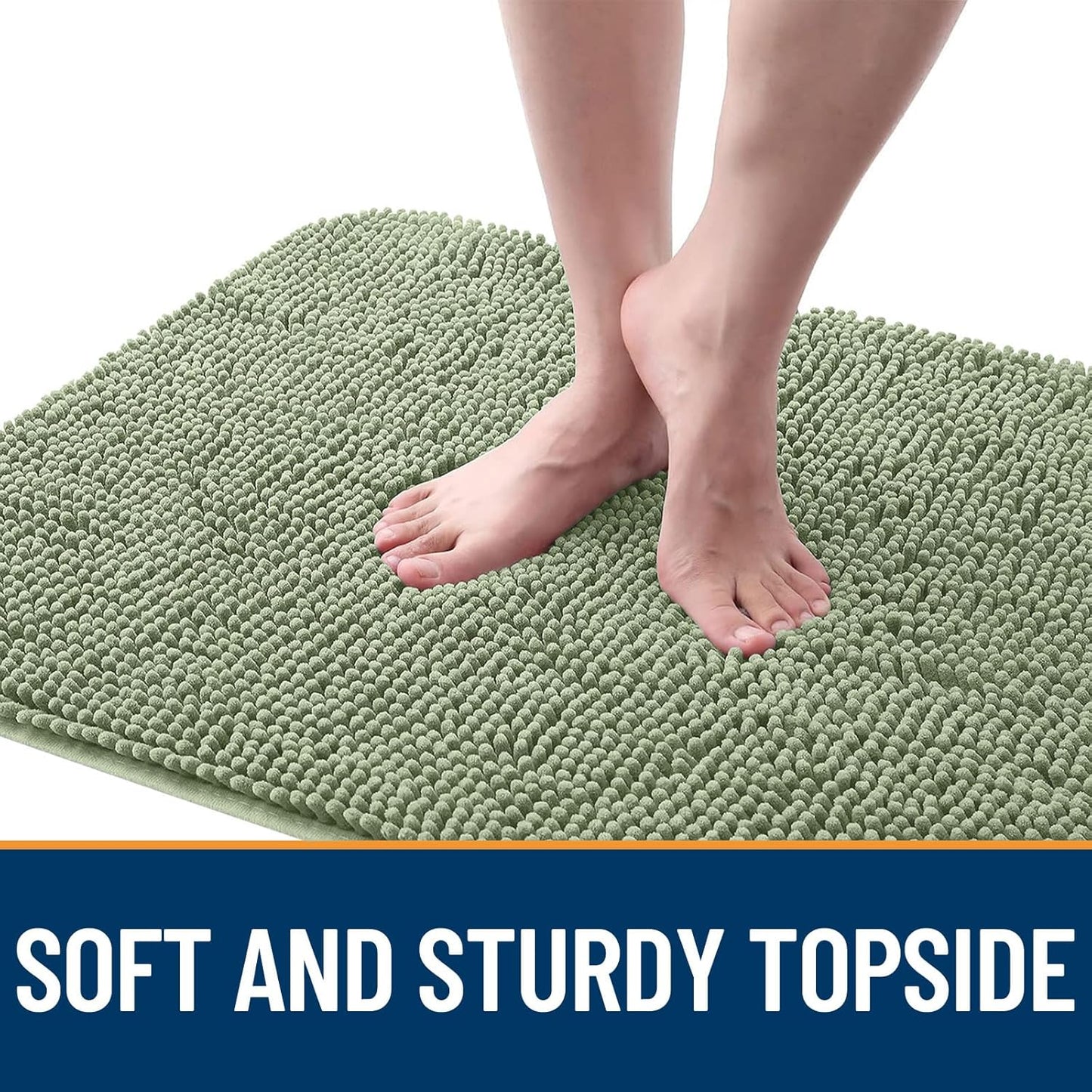 OLANLY Dog Door Mat for Muddy Paws 59x35, Absorbs Moisture and Dirt, Absorbent Non-Slip Washable Doormat, Quick Dry Chenille Mud Mat for Dogs, Entry Indoor Entryway Carpet for Inside Floor, Sage Green