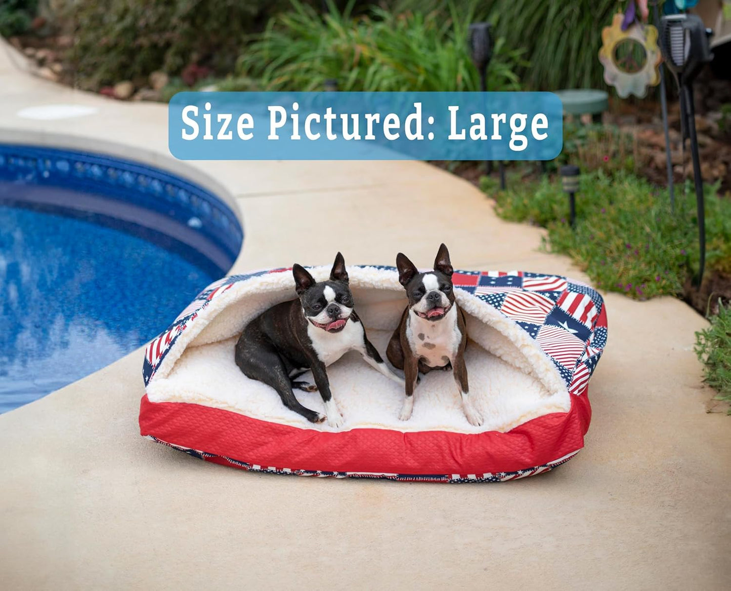 Snoozer Pet Products Luxury Rectangle Cozy Cave, Wag Collection, Extra Large, Starpatch Red Diamond