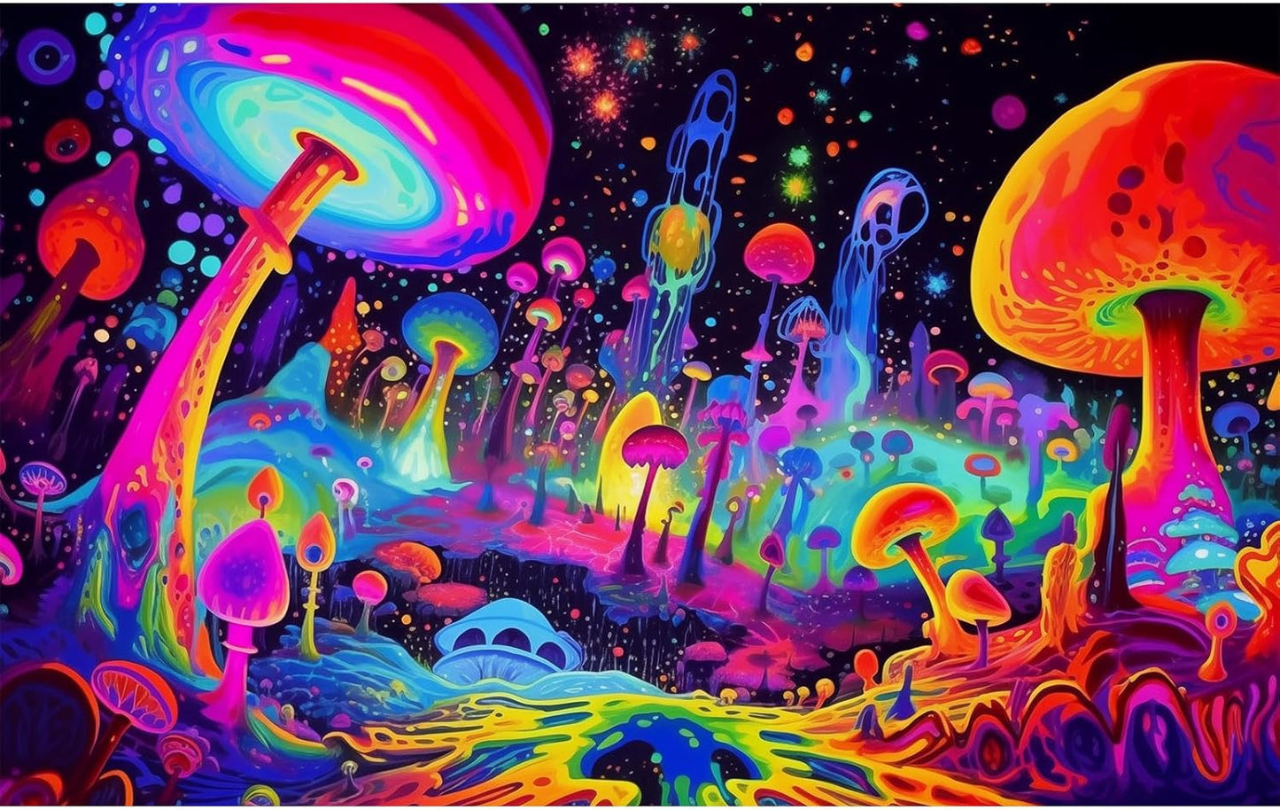 Fantasy Mushrooms Aquarium Background Abstract Mysterious Mushroom Landscape Terrarium Background Amazing Rainbow Mushrooms Theme Fish Tank Backdrop Poster Wallpaper Decorations Vinyl 36x24in