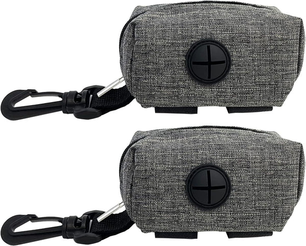 (2 Pack) Dog Poop Bag Holder for Leash,Doggie Waste Bag Dispenser Small Doggy Poop Bag Zipper Pouch with Carabiner Clip, Leash Attachment Holder for Pet Puppy Poop Bags