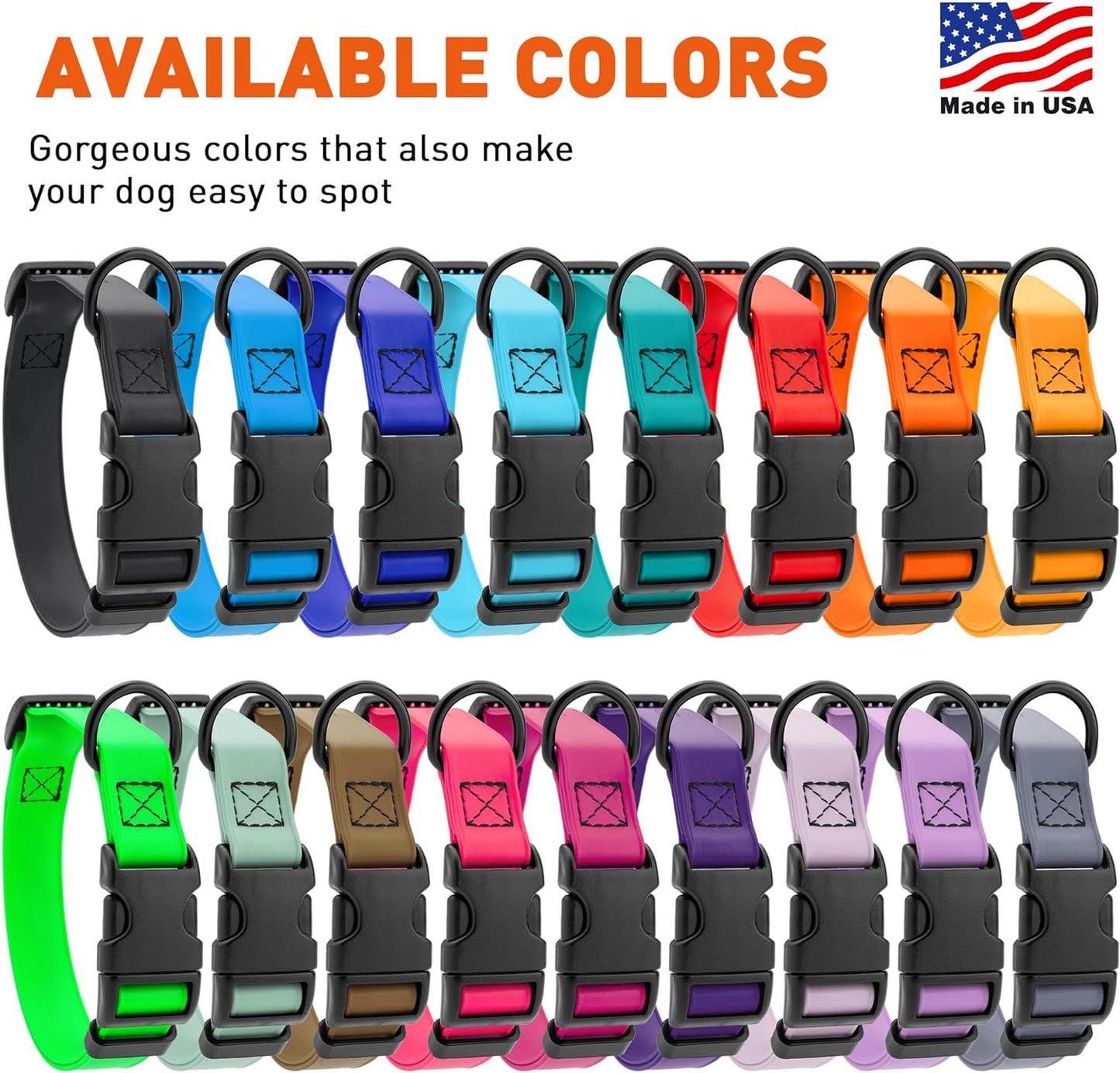 Dogline Biothane Waterproof Dog Collar with Quick Release Buckle Strong Coated Nylon Webbing with Odor- Proof for Easy Care Easy to Clean Fits Small Medium Large Dogs, Cyan Blue 3/4" W 12-19" L