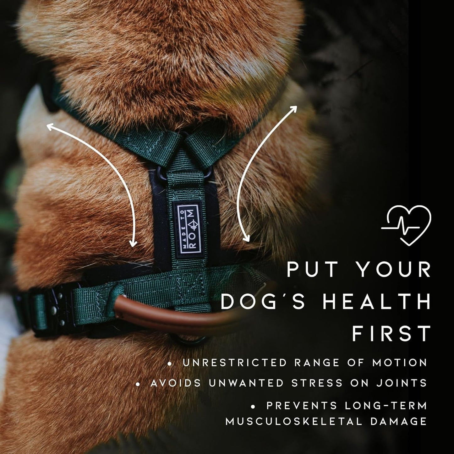 MADE TO ROAM Premium Explorer Harness - Y-Shaped Dog Harness with Adjustable Durable Nylon, Soft Padding, Metal Buckles and Leather Handle for Small, Medium, Large Dogs (Utah Glow, Size 7)