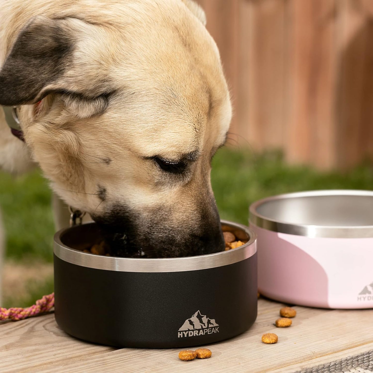 Hydrapeak Dog Bowl; Non Slip Stainless Steel; Water and Food Dish; Large Sized and Small Dogs; 32oz 64oz; Multiple Sizes | 8 Cup | Black