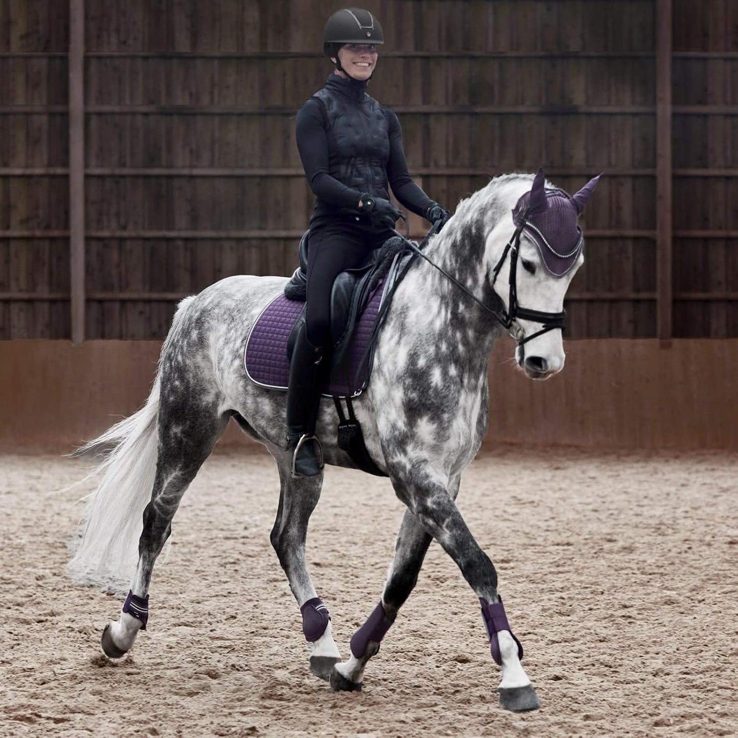 HORZE Adepto Padded All Purpose Quilted Equestrian Saddle Pad for Horses with Two-Tone Trim