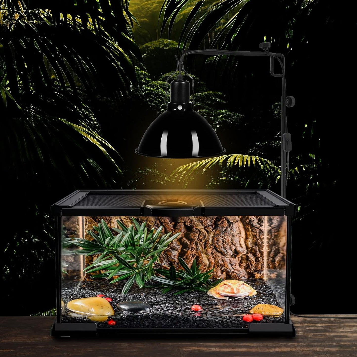 8.5inch Dome Reptile Heat Lamp Reptile Light Fixture UVB Light Fixture Max 150W for Bearded Dragon, Turtles, Snake and Lizard Terrarium