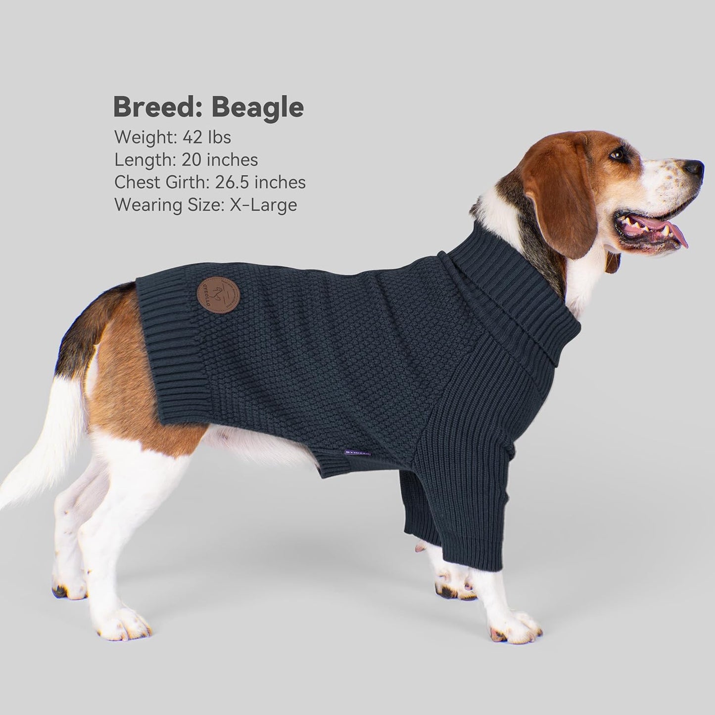 cyeollo 4XL Dog Sweater, Stretchable & Cozy Warm Dog Sweaters for Large Dogs Boy, Pullover Knit Fall Winter Sweatshirt Big Dogs Clothes, Doberman Great Dane Apparel, Navy XXXXL